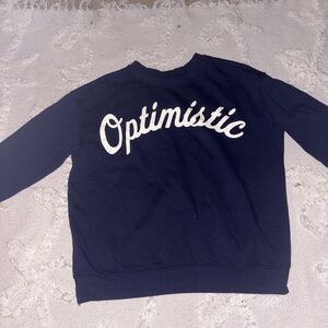 Target Navy Sweatshirt with White 'Optimistic' Print